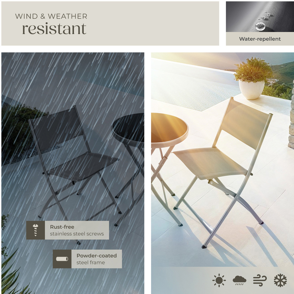 tectake 2 Seater Grey Foldable Bistro Set Image 7