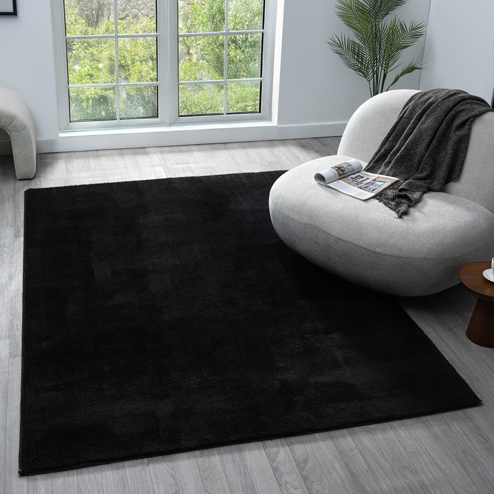 Desire Rugs Comfy Black Anti Slip Felt Backing Rug 60 x 100cm Image 2