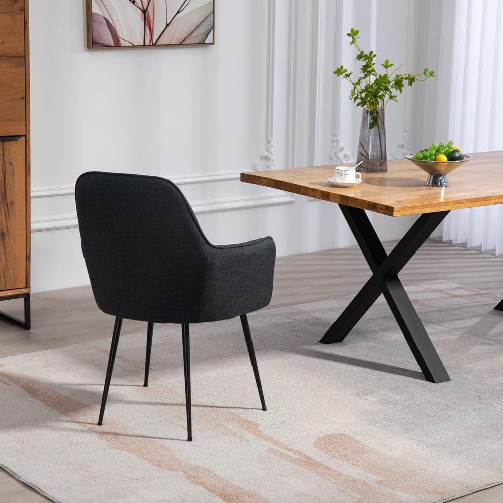 Artemis Home Carrara Set of 2 Black Fabric Dining Chairs Image 4