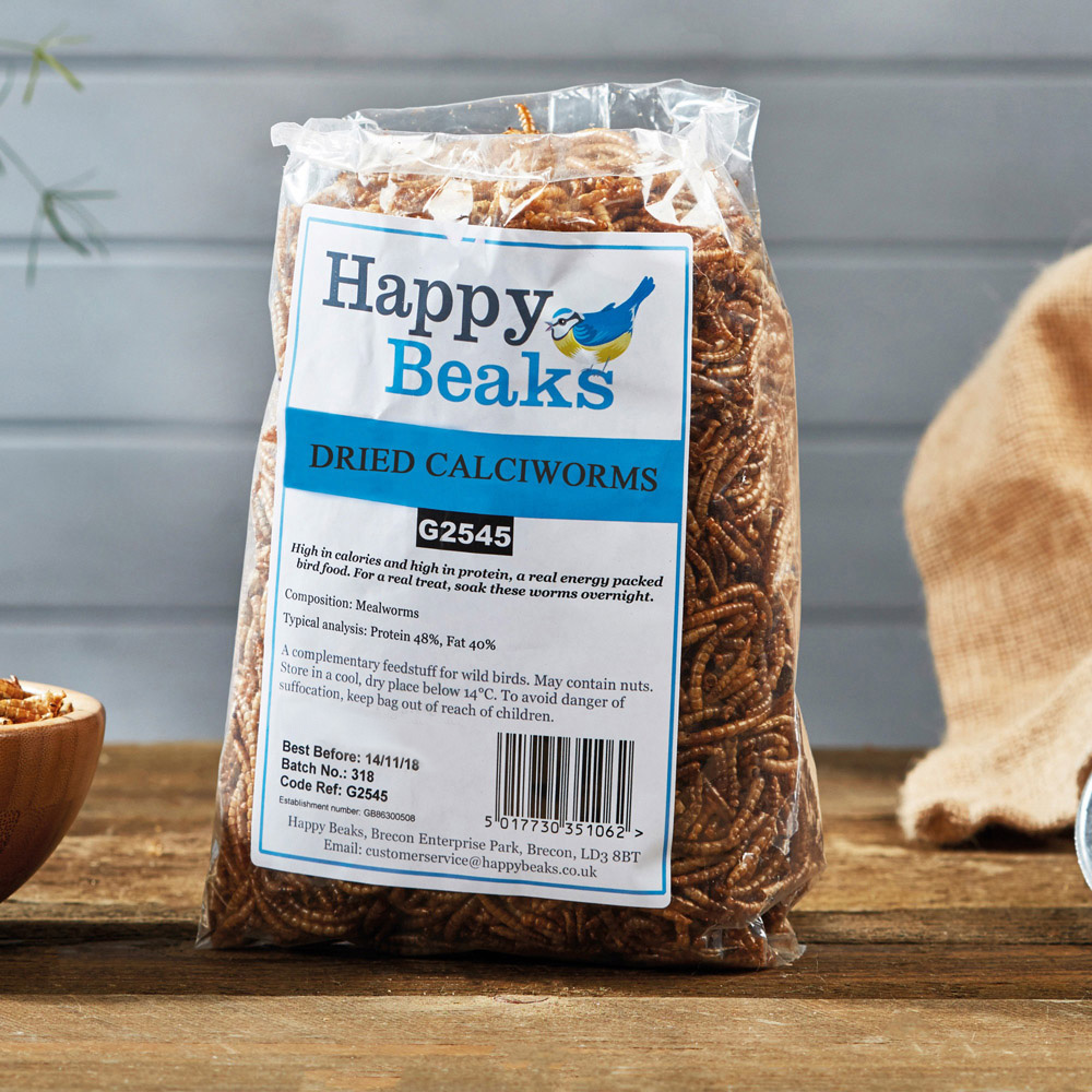 Happy Beaks Dried Calciworms Bird Food Bag 500g Image 2