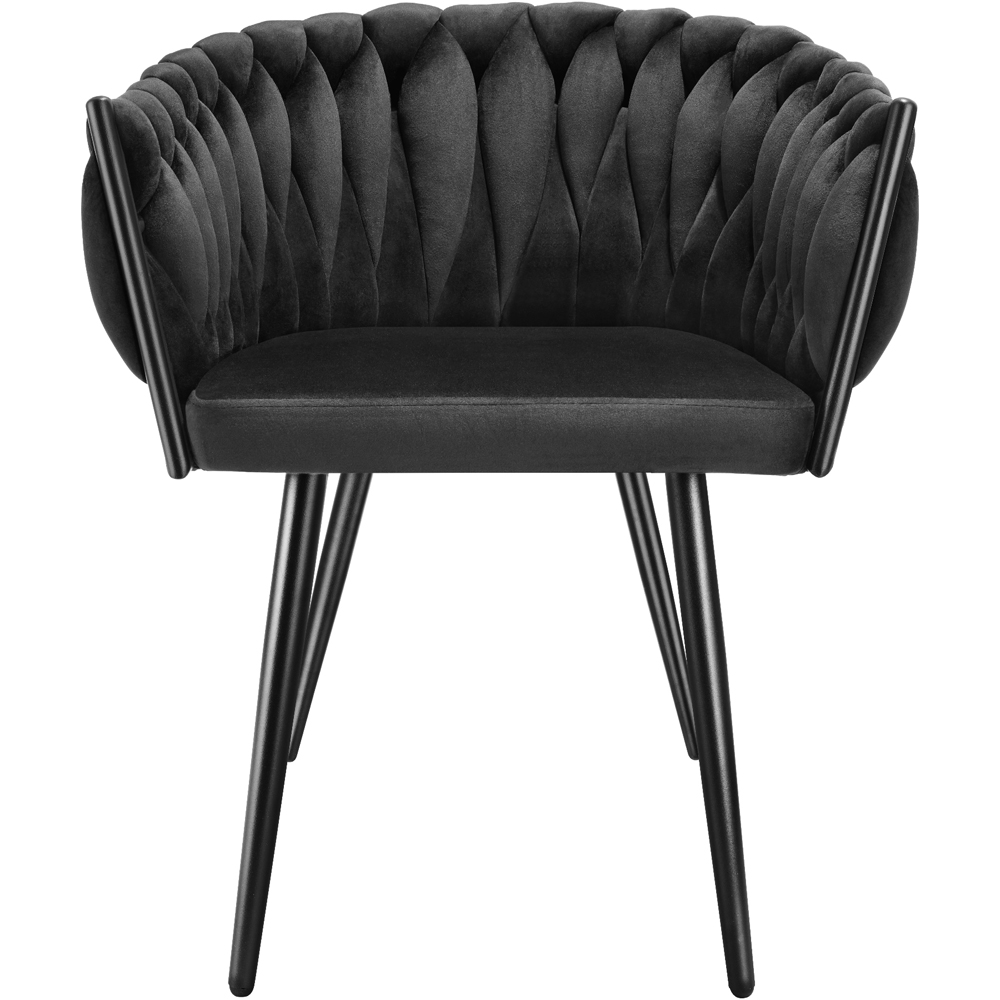 tectake Astano Set of 2 Black Velvet Padded Knot Design Dining Chair Image 6
