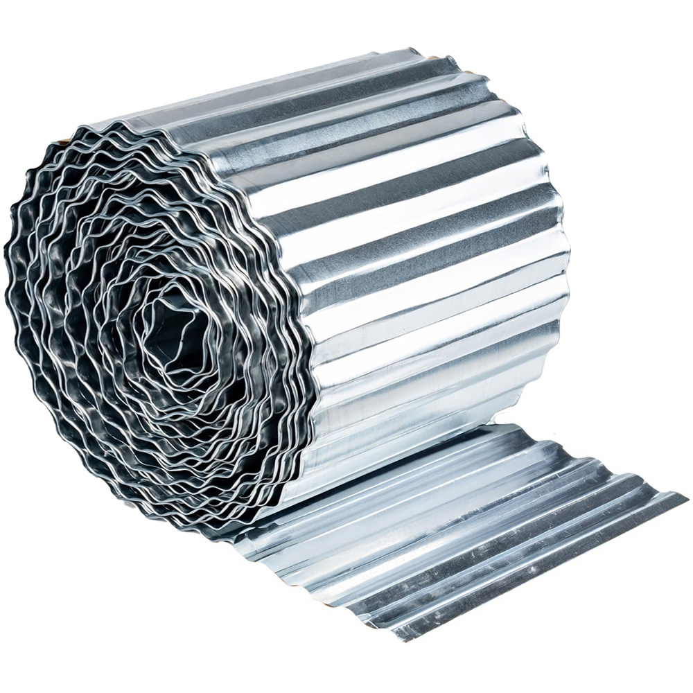 Nicoman Silver Corrugated Metal Lawn Edging Garden Border Roll 5m Image 3