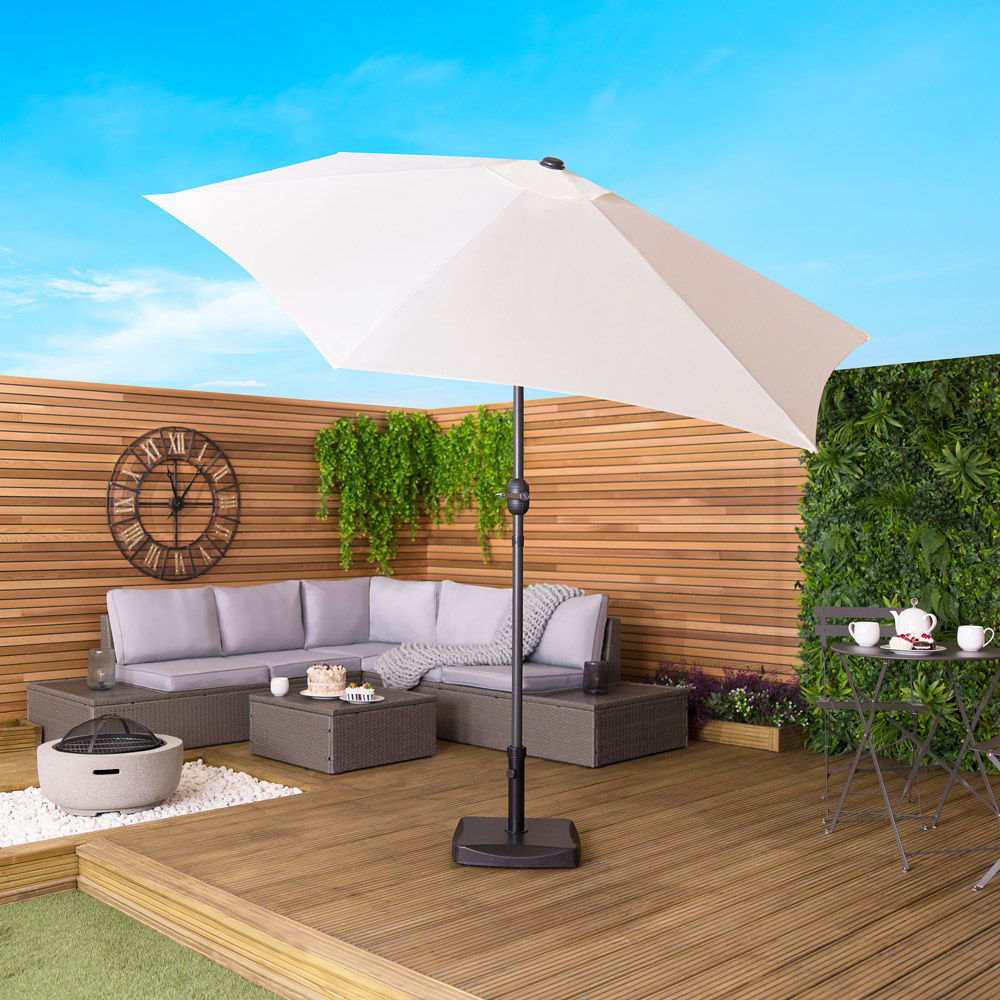 Charles Bentley Cream Metal Crank and Tilt Parasol 2.7m Image 6