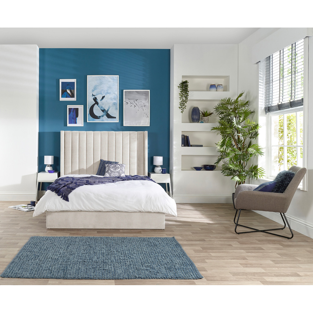 Aspire Helix King Size Natural Velvet Ottoman Bed Image 4