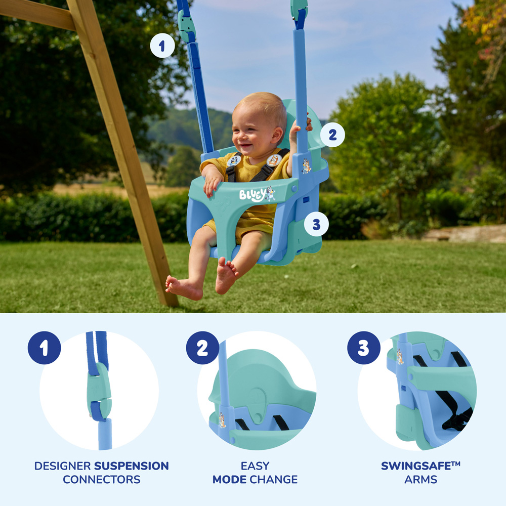 TP Kids Bluey Wooden Treehouse Play Tower with Slide and Quadpod Seat Image 8