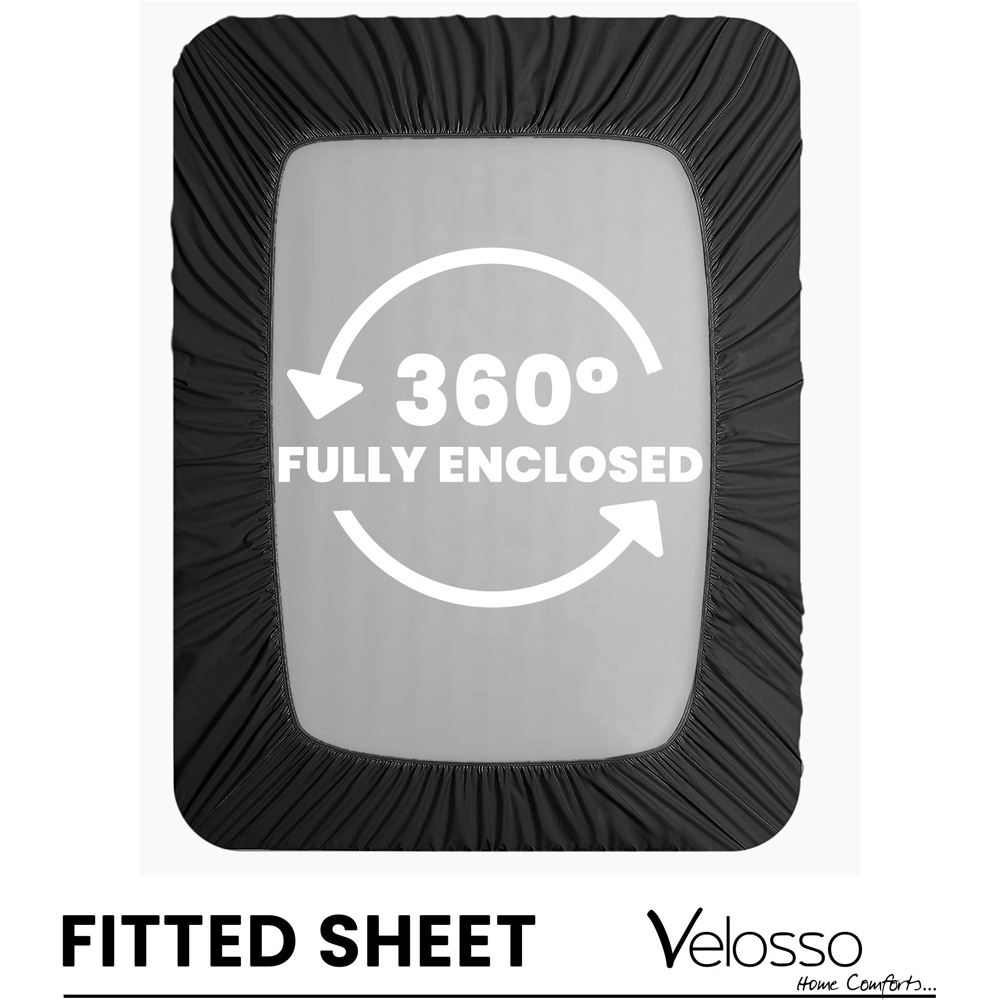 Velosso Microfibre Super King Size Black Fitted Sheet Image 4