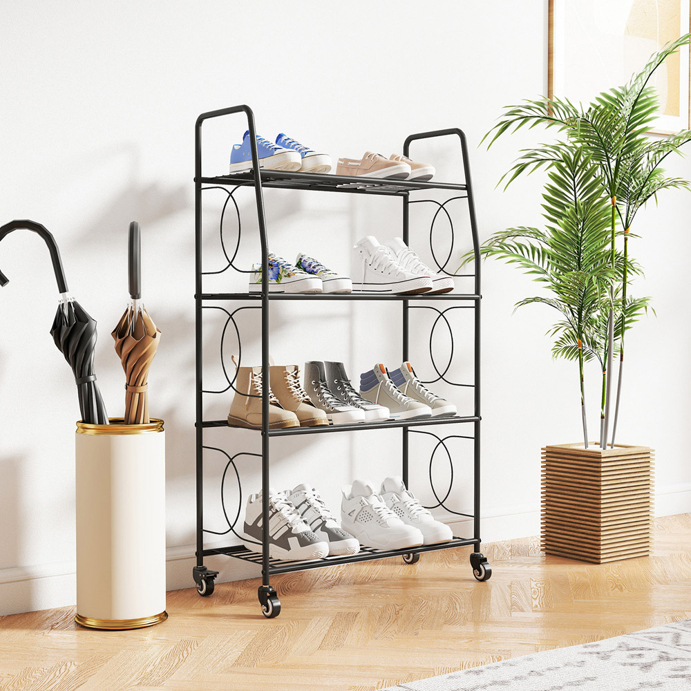 Outsunny 4 Shelf Metal Multipurpose Plant Stand with Lockable Wheels Image 3