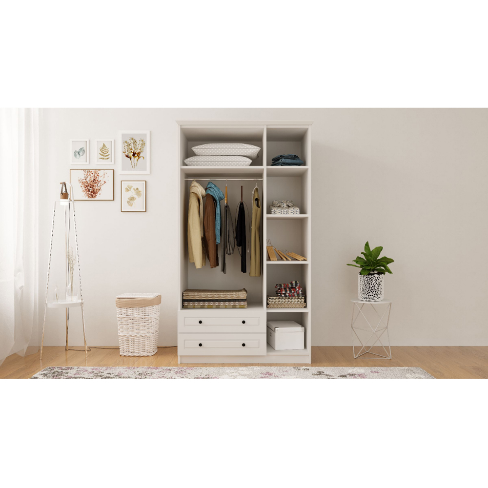 Evu VOLET 3 Door 2 Drawer White Mirrored Wardrobe Image 5