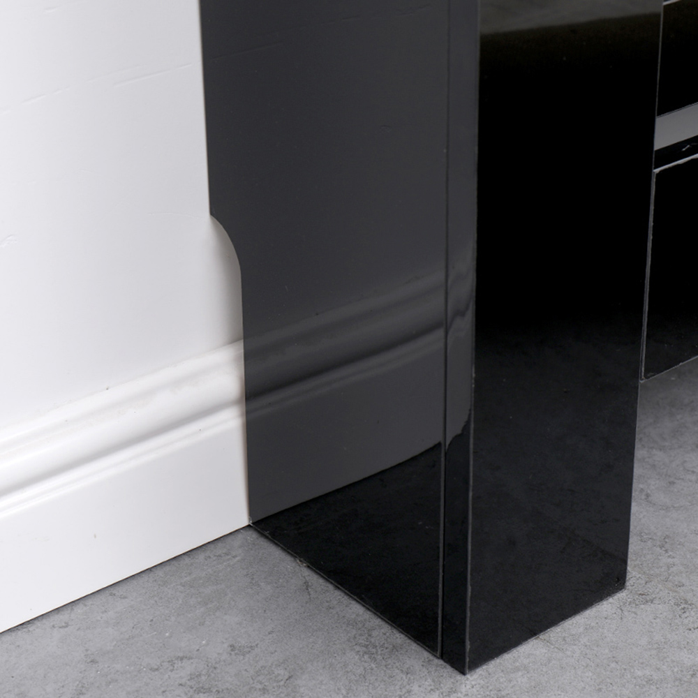 Portland Horizontal Slat High Gloss Black Radiator Cover Small Image 4
