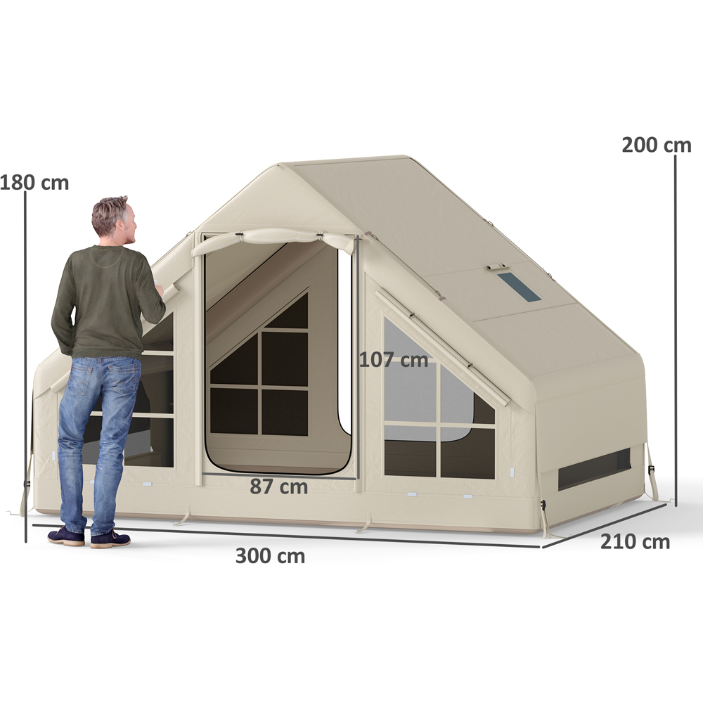 Outsunny 2-4 Person Inflatable Camping Tent with Pump Beige Image 9