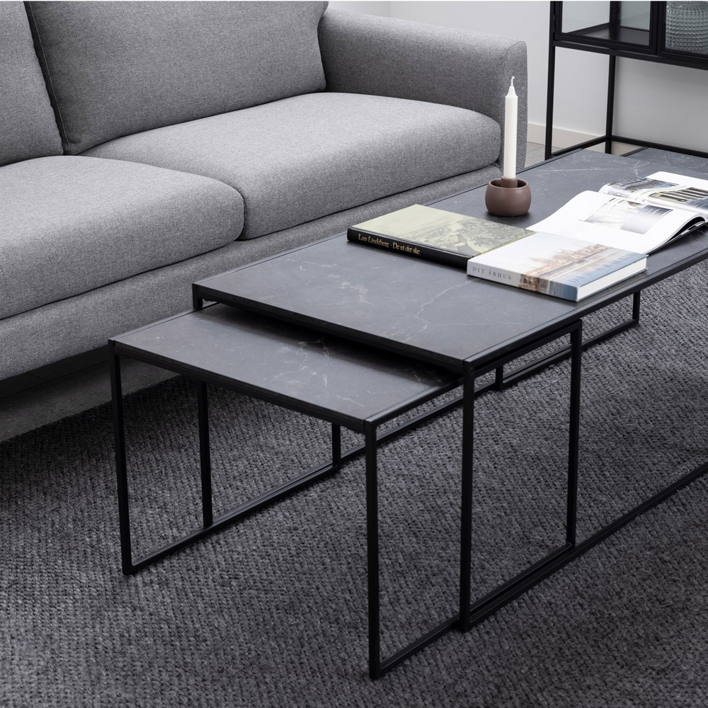 Florence Infinity Matt Black Nest of Tables Set of 3 Image 7
