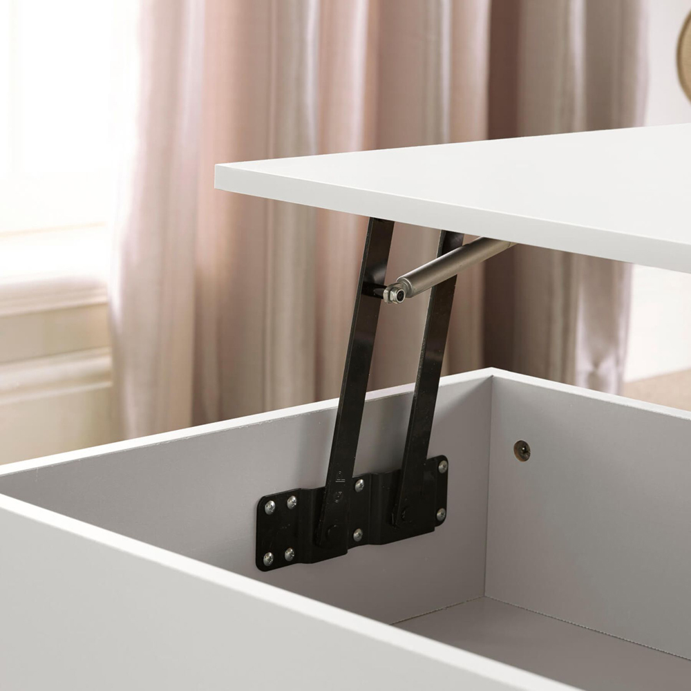 Home Source Bruges 2 Drawer Single Shelf White Lift Up Coffee Table Image 4
