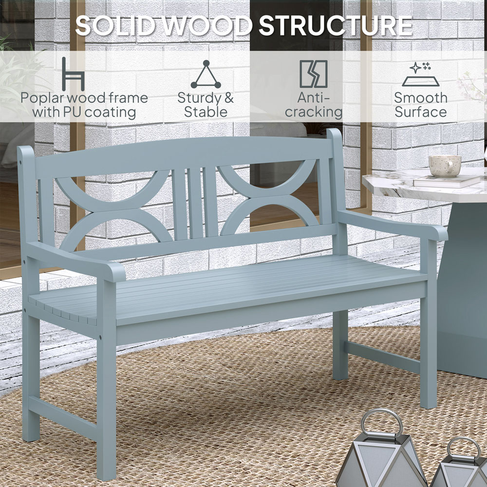 Outsunny 2 Seater Grey Wooden Outdoor Garden Bench Image 8