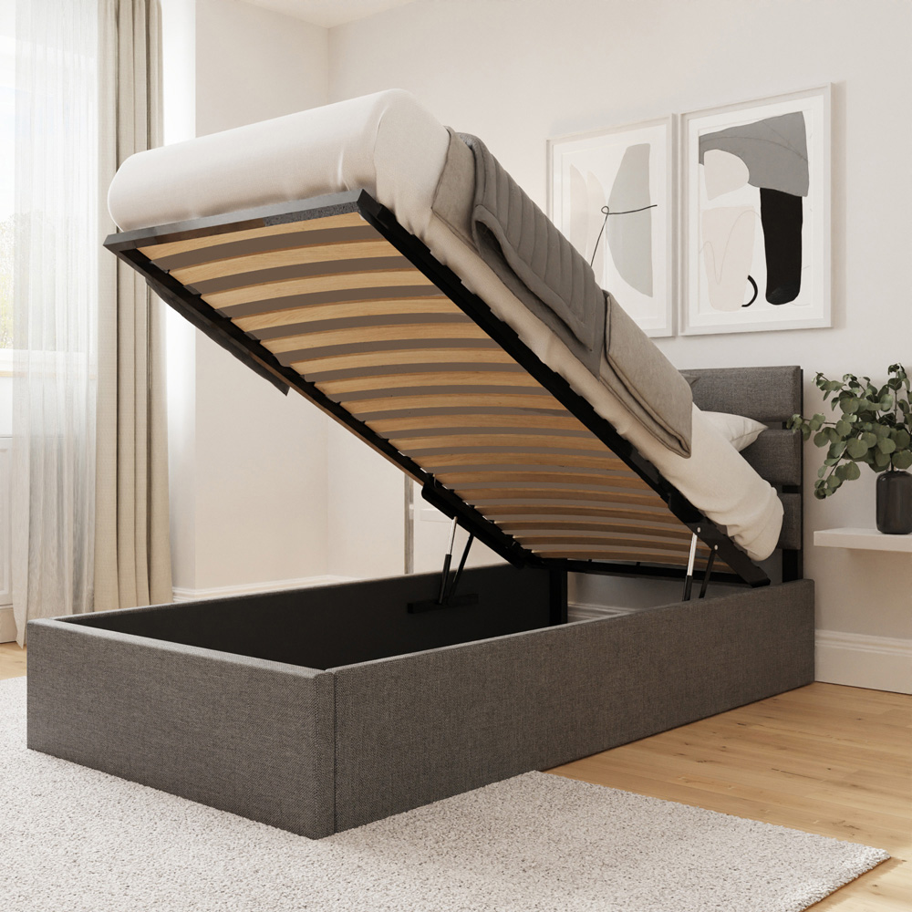 GFW Hudson Single Grey End Lift Ottoman Bed with SC Bonnell Mattress Image 7