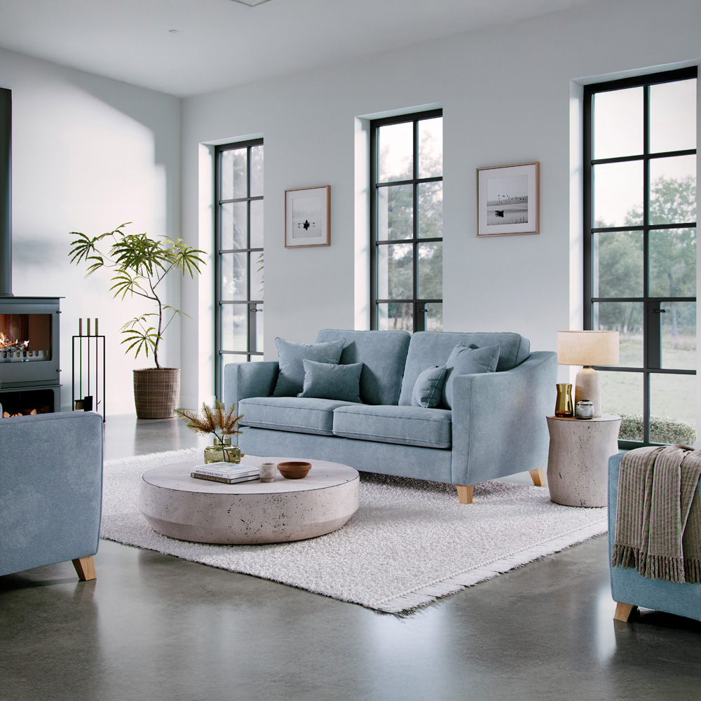 Marlon 2 Seater Medium City Fine Blue Sofa Image 3