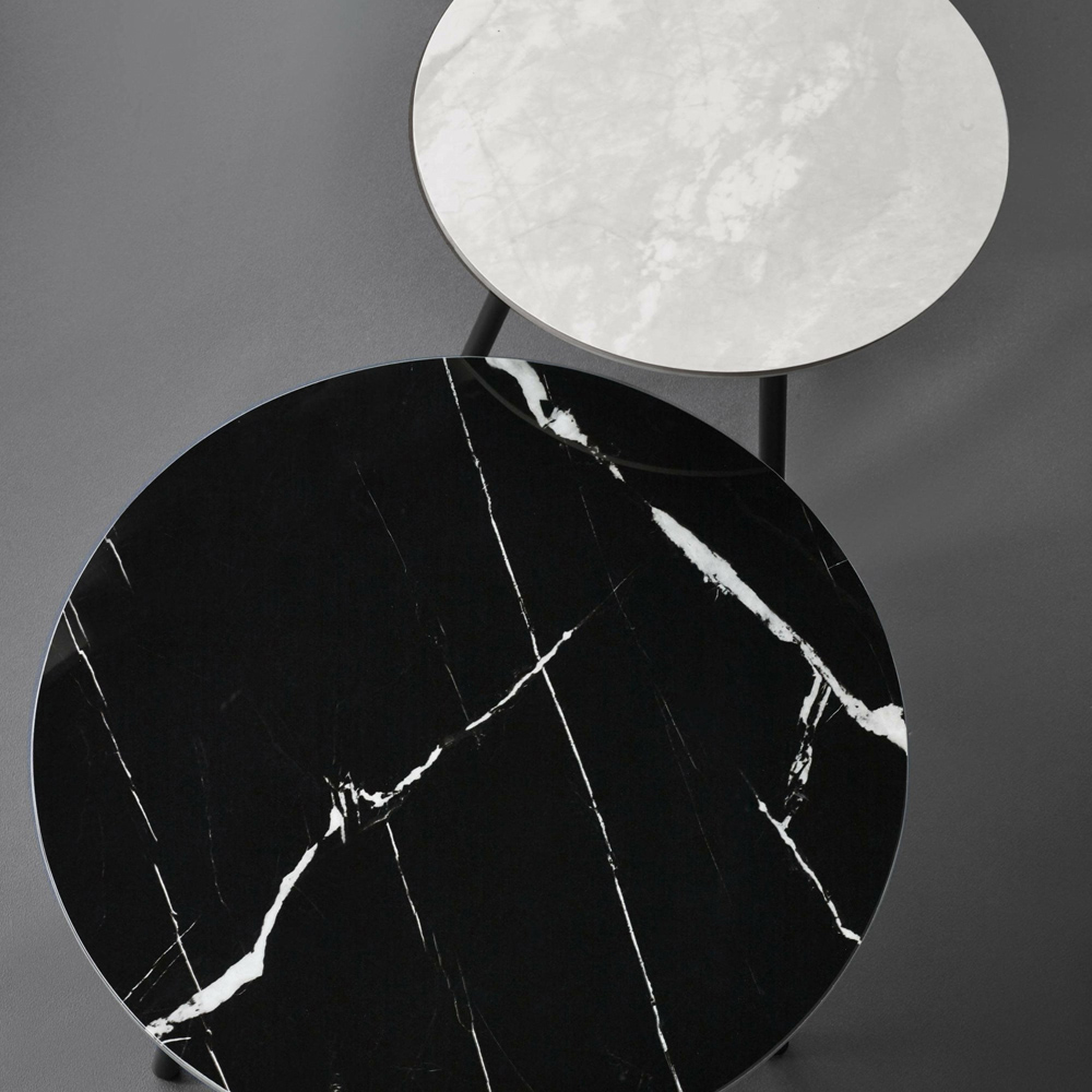 Julian Bowen Casper Grey and Black Marble Effect Sintered Stone Top Side Table Set of 2 Image 7