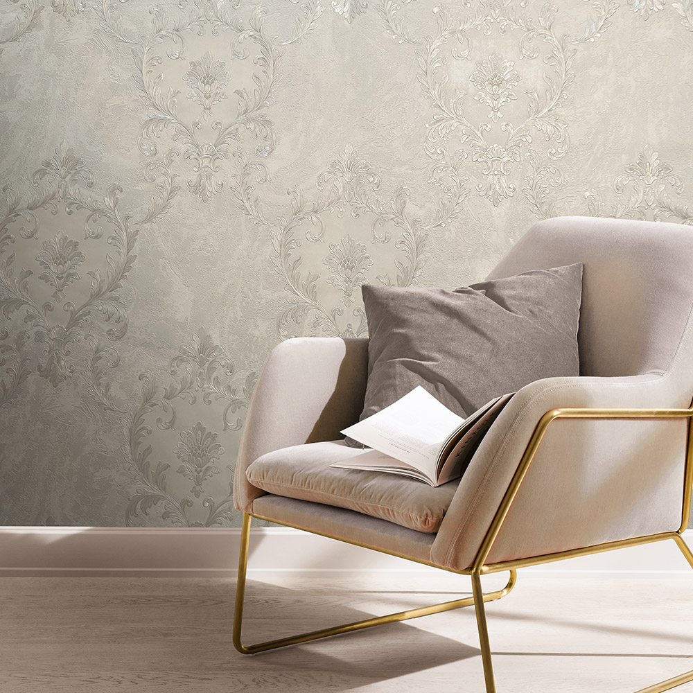 Rasch Sienna Damask Pearl Wallpaper Image 2
