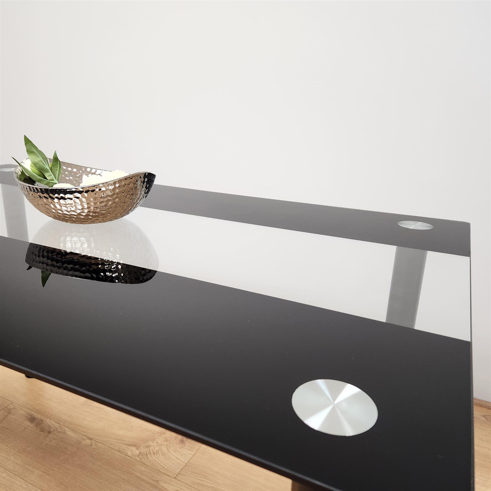 Portland Glass 6 Seater Dining Table Black Image 2