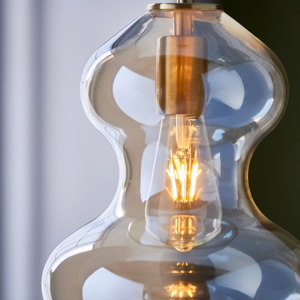 Merano Lecce Satin Brass Plate Champagne Glass Dome Pendant Ceiling Light Image 5