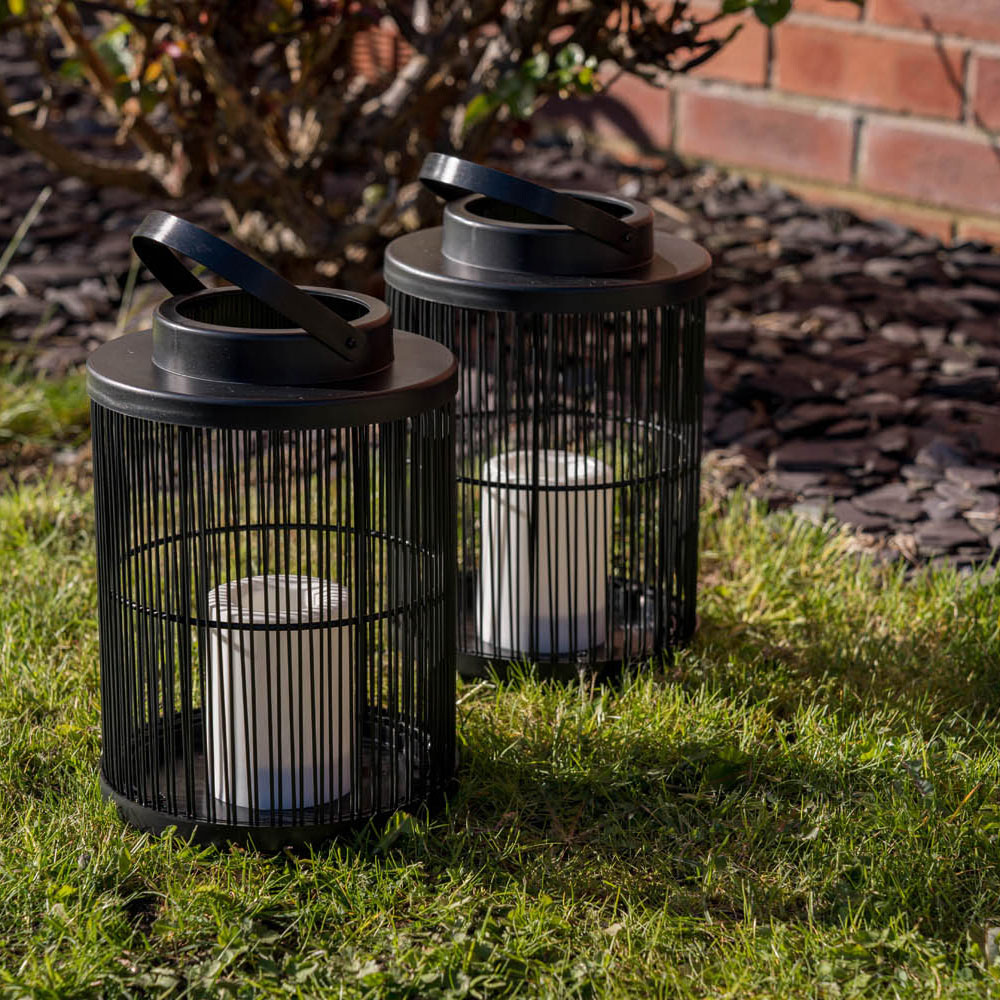 ValueLights Black Wire Lantern LED Candle Garden Table Lamp Image 2