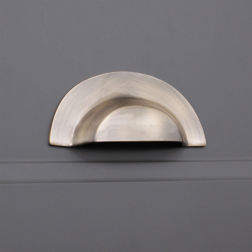 Spira Brass Antique Brass Large Slim Cup Pull Drawer Handle Image 2