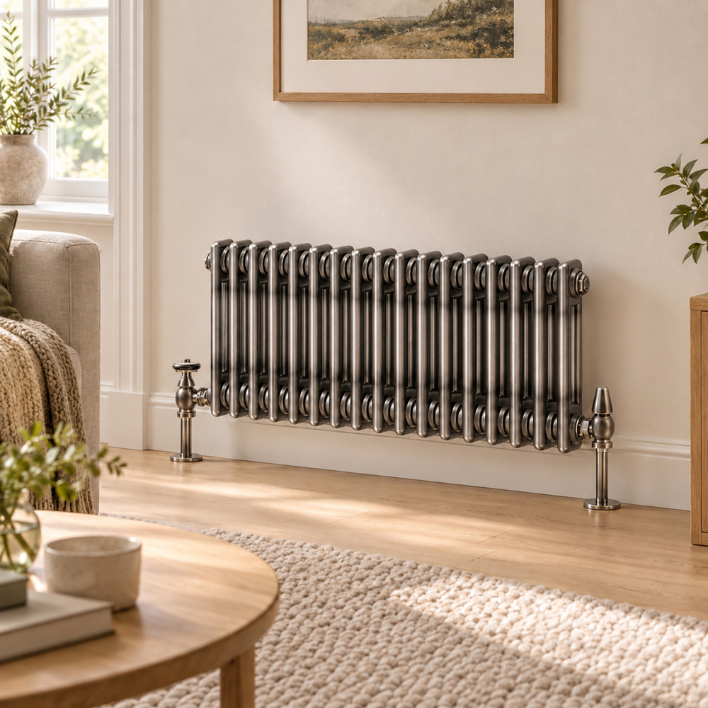 Go Bathrooms Clarence Raw Metal 2 Column 17 Section Radiator 300 x 785mm Image 2