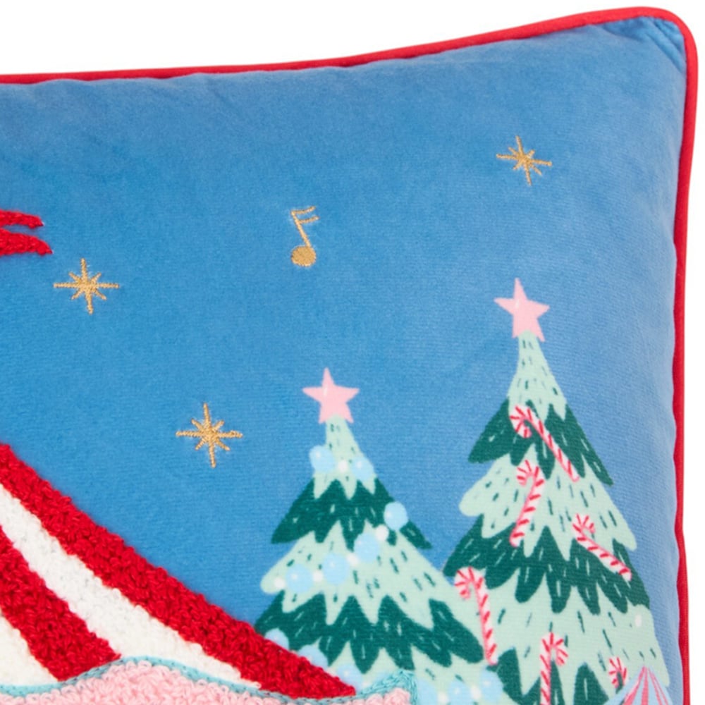 Winter Fairground Cushion - Blue Image 2