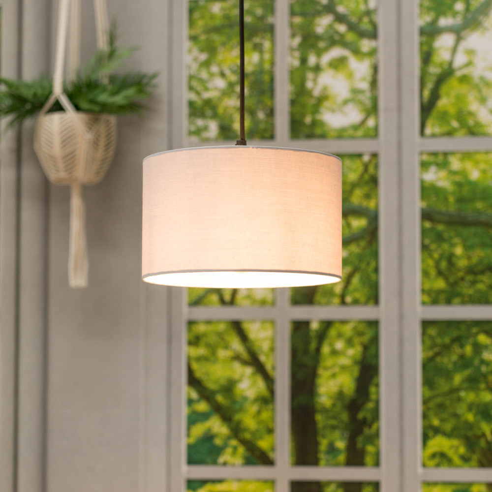 ValueLights Reni Grey Ceiling Drum Lamp Shade Small Image 2