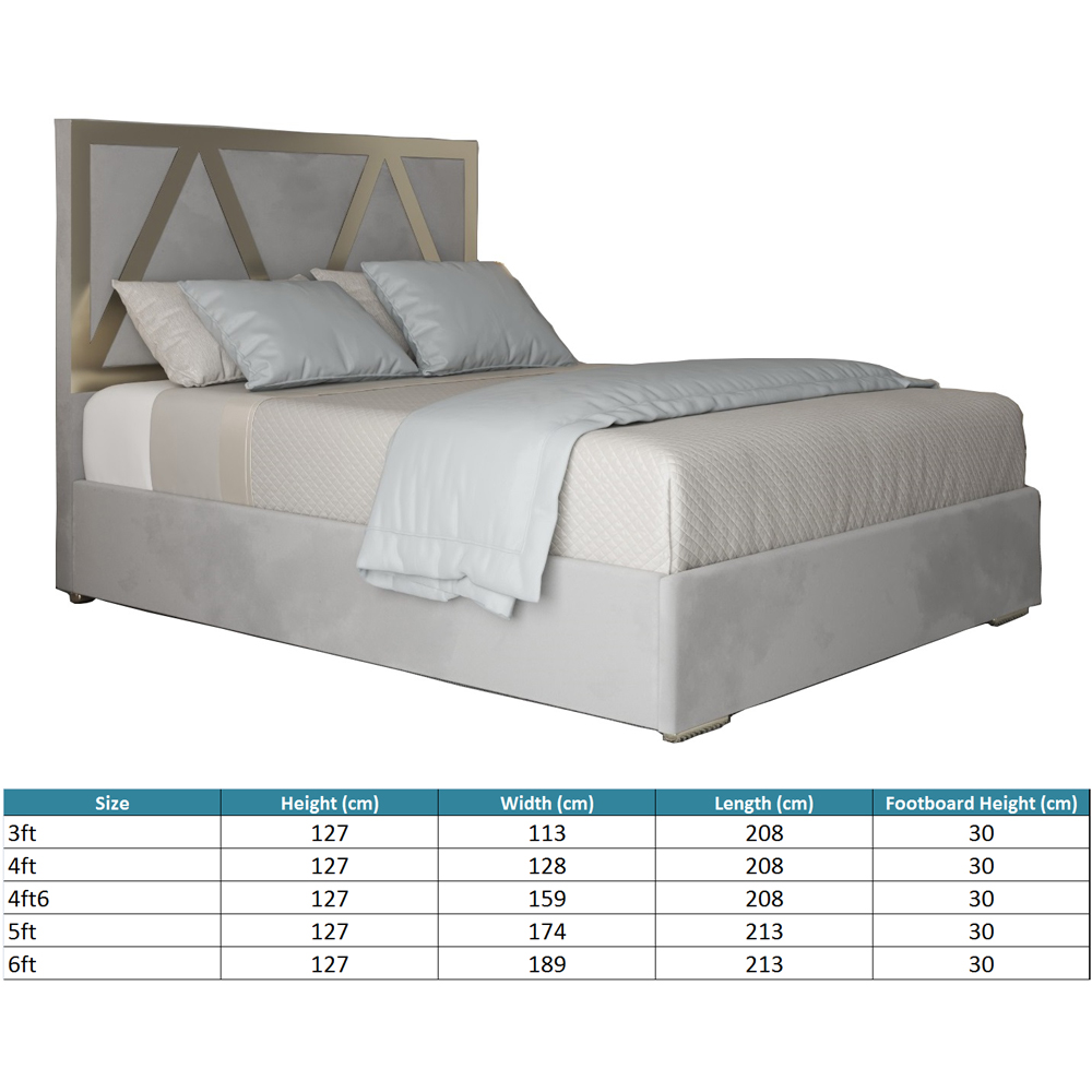 Alison Grey Single Velvet Upholstered Metal Bed Frame with Panelled Headboard Image 7