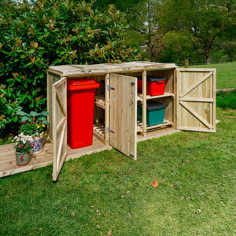 The Garden Village Shireburn 4 Recycle Box Single Wheelie Bin Shed Image 6