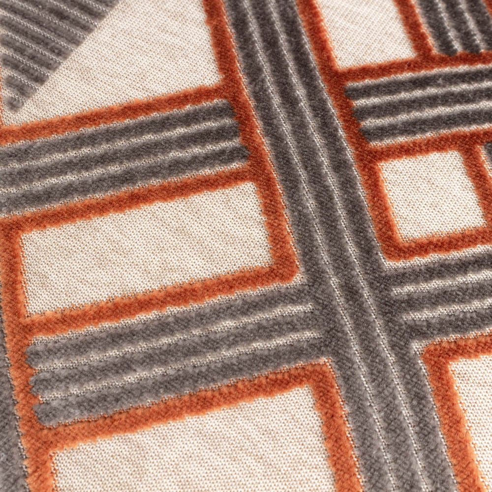 Paoletti Henley Ginger and Grey Velvet Jacquard Cushion Image 4
