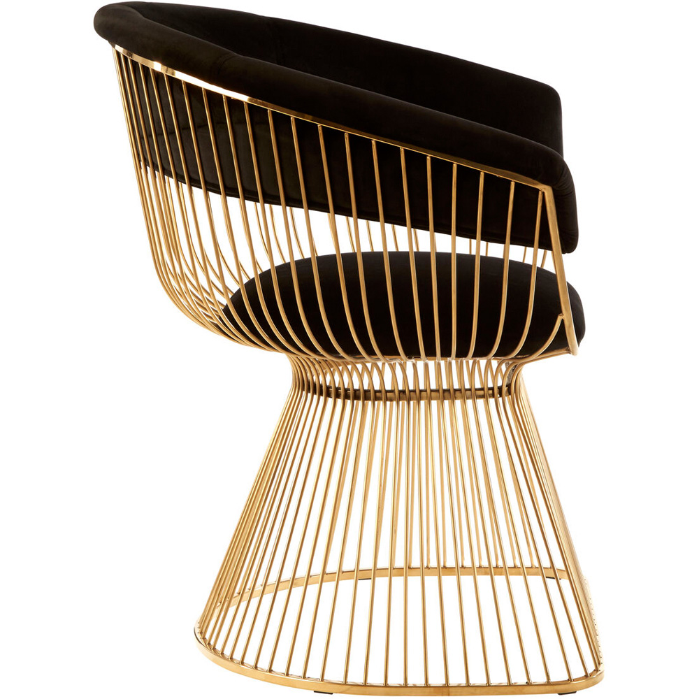 Premier Housewares Vogue Black Velvet Accent Chair with Gold Finish Frame Image 3
