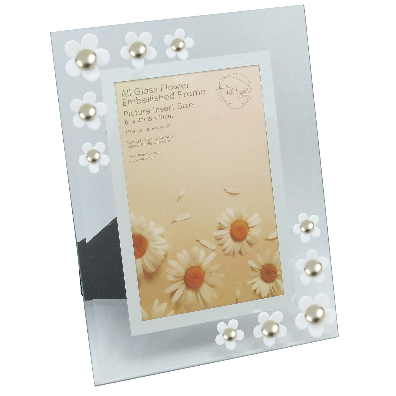 All Glass Flower Embellished Frame - White / 21.5cm Image 2