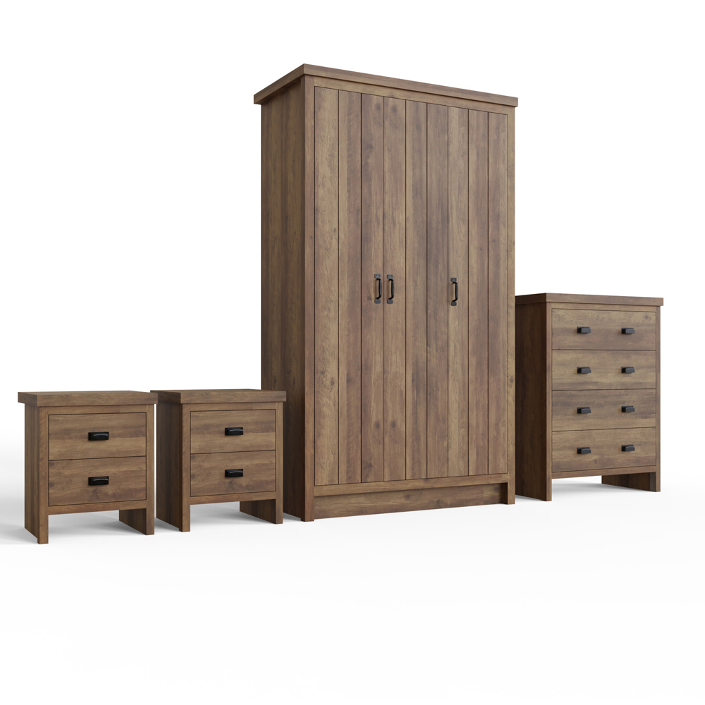 GFW Boston Knotty Oak 4 Piece Bedroom Furniture Set Image 2