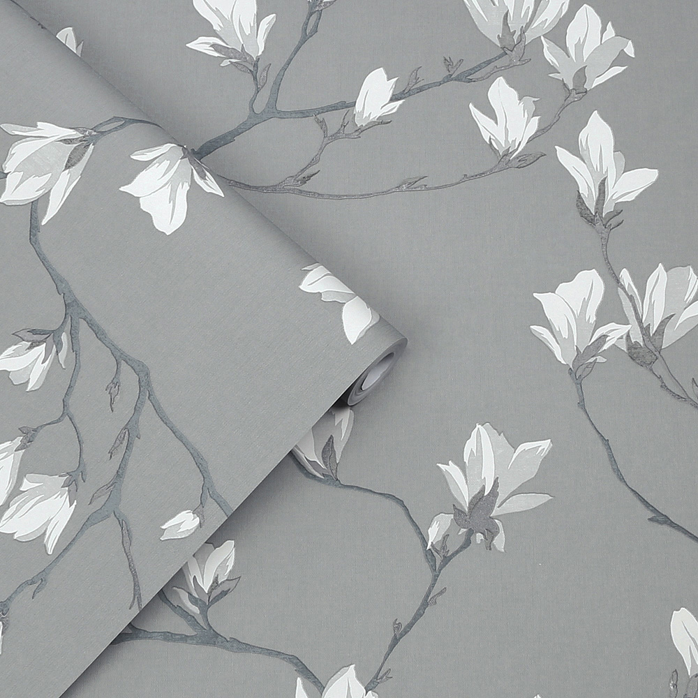 Laura Ashley Magnolia Grove Slate Wallpaper Image 2