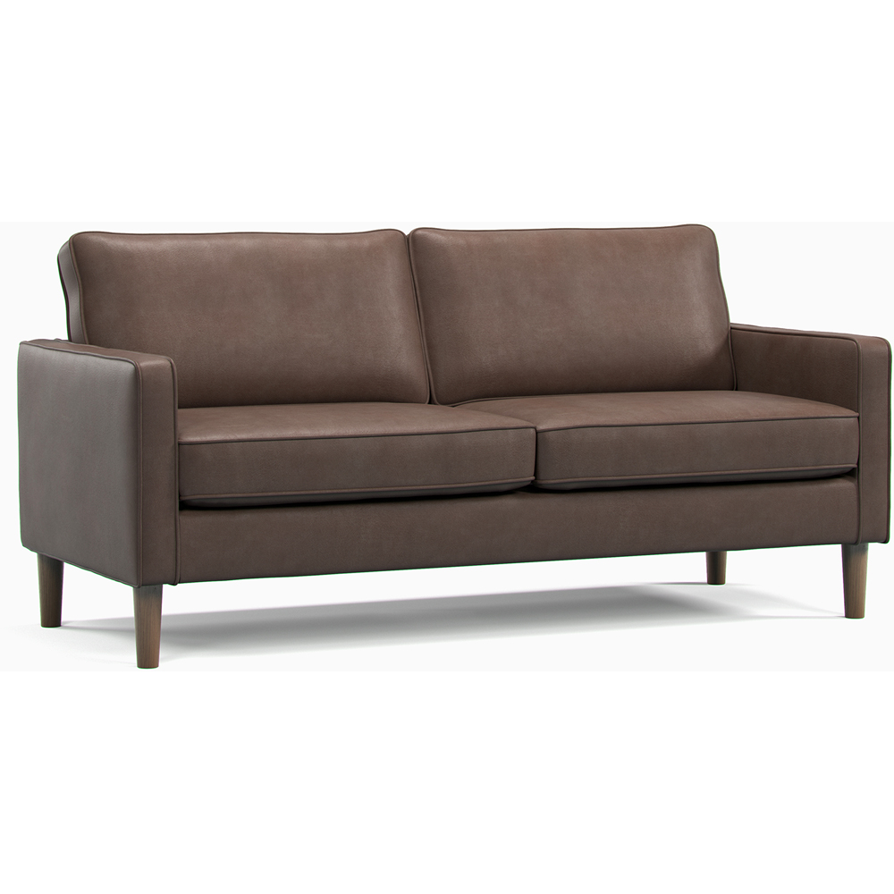 Bexhill 3 Seater Brown Faux Leather Sofa Image 2