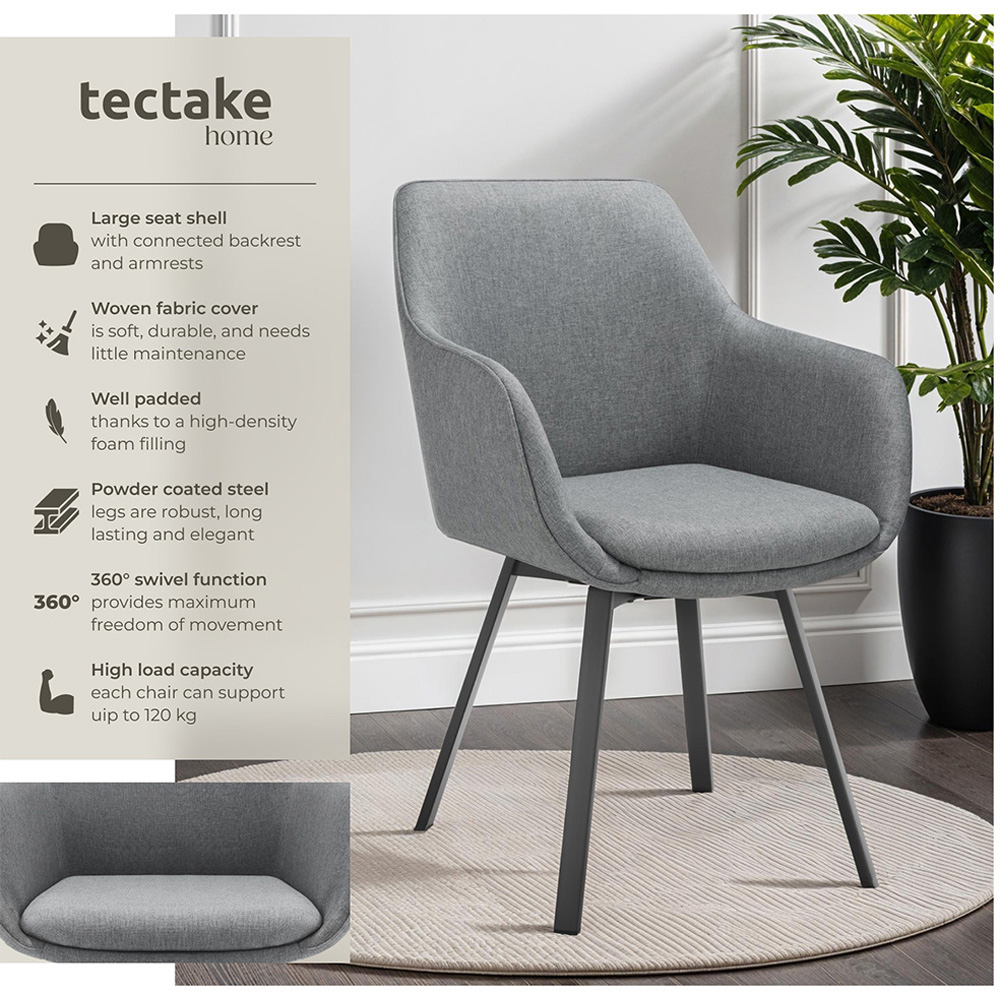 tectake Alicon Set of 2 Anthracite Dining Chair Image 6