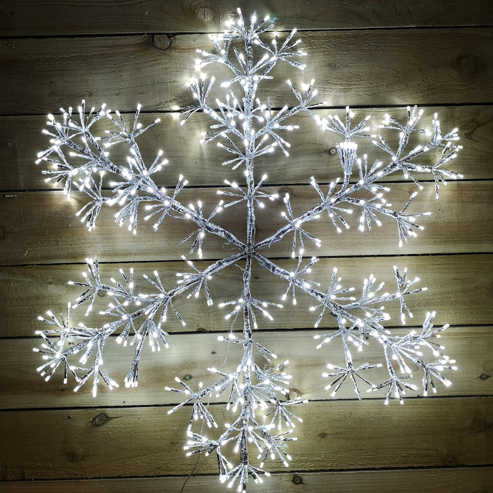 Samuel Alexander 660 White LED Silver Starburst Snowflake Christmas Decoration 90cm Image 3