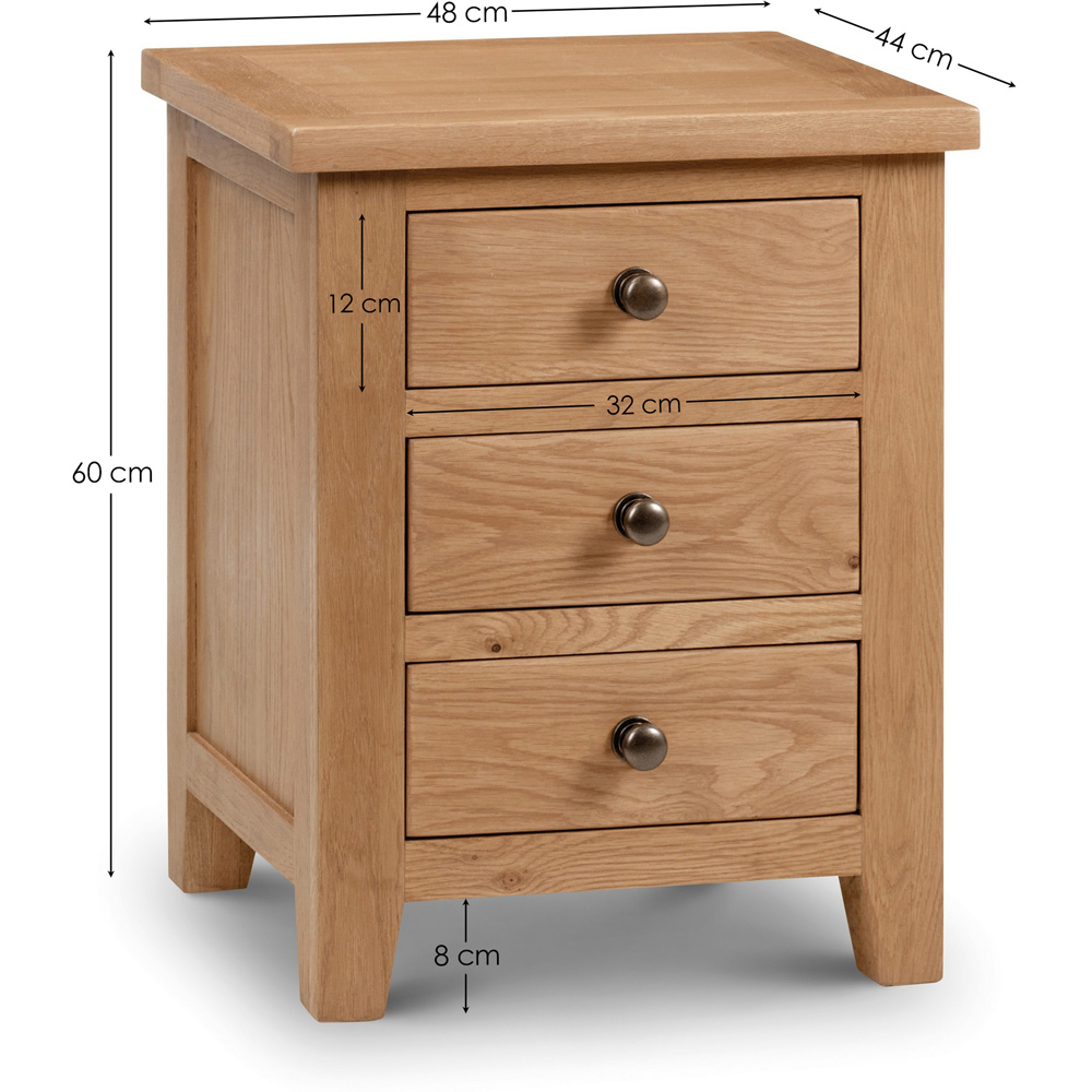 Julian Bowen Marlborough 3 Drawer White Oak Bedside Table Image 9