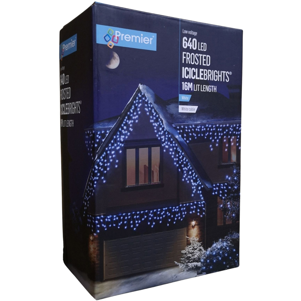 Premier IcicleBrights 640 Cool White LED Christmas Icicle Light 16m Image 2