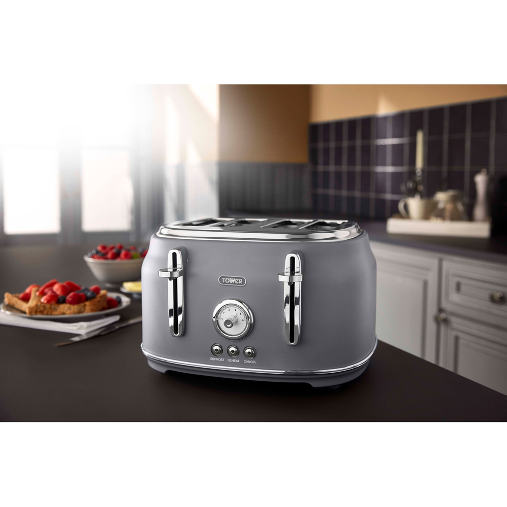 Tower Renaissance EEJB188 Grey 4 Slice Toaster and Kettle 1.7L Set Image 2