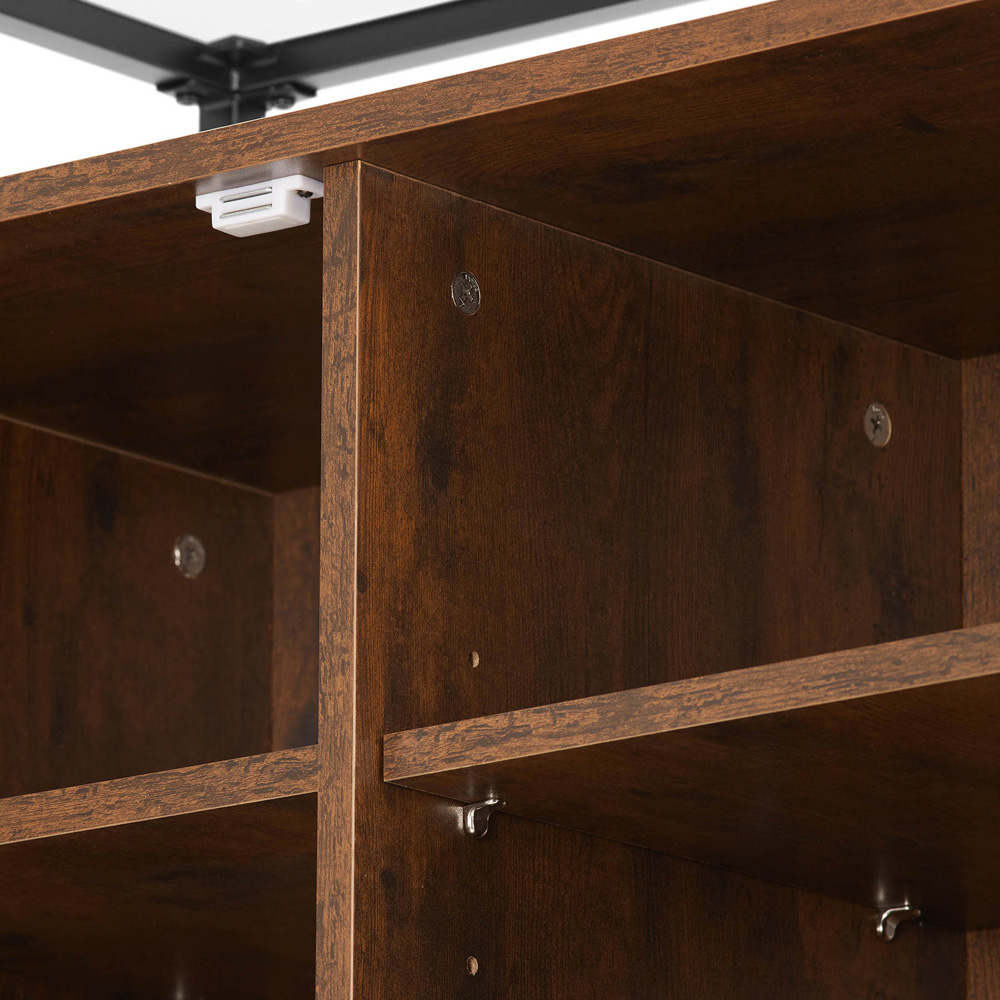 tectake Dark Wood Glass Tabletop Coventry Sideboard Image 7