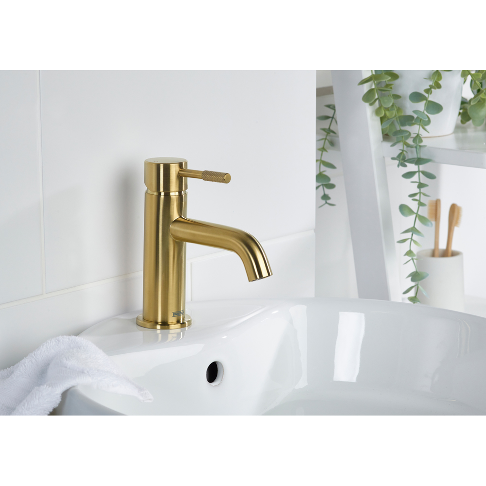 Bristan Molida Brushed Brass Cool Start Basin Mixer with Clicker Waste Image 7