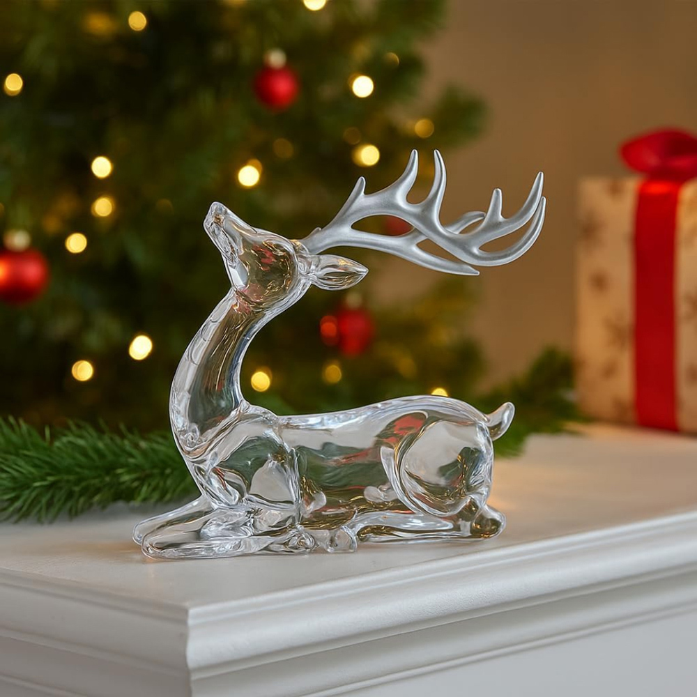 Marco Paul Light Up Acrylic Reindeer Sitting Christmas Decoration Image 2
