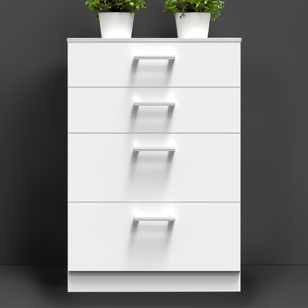 Crowndale Devon 4 Drawer White Matt Deep Chest of Drawers Image 1