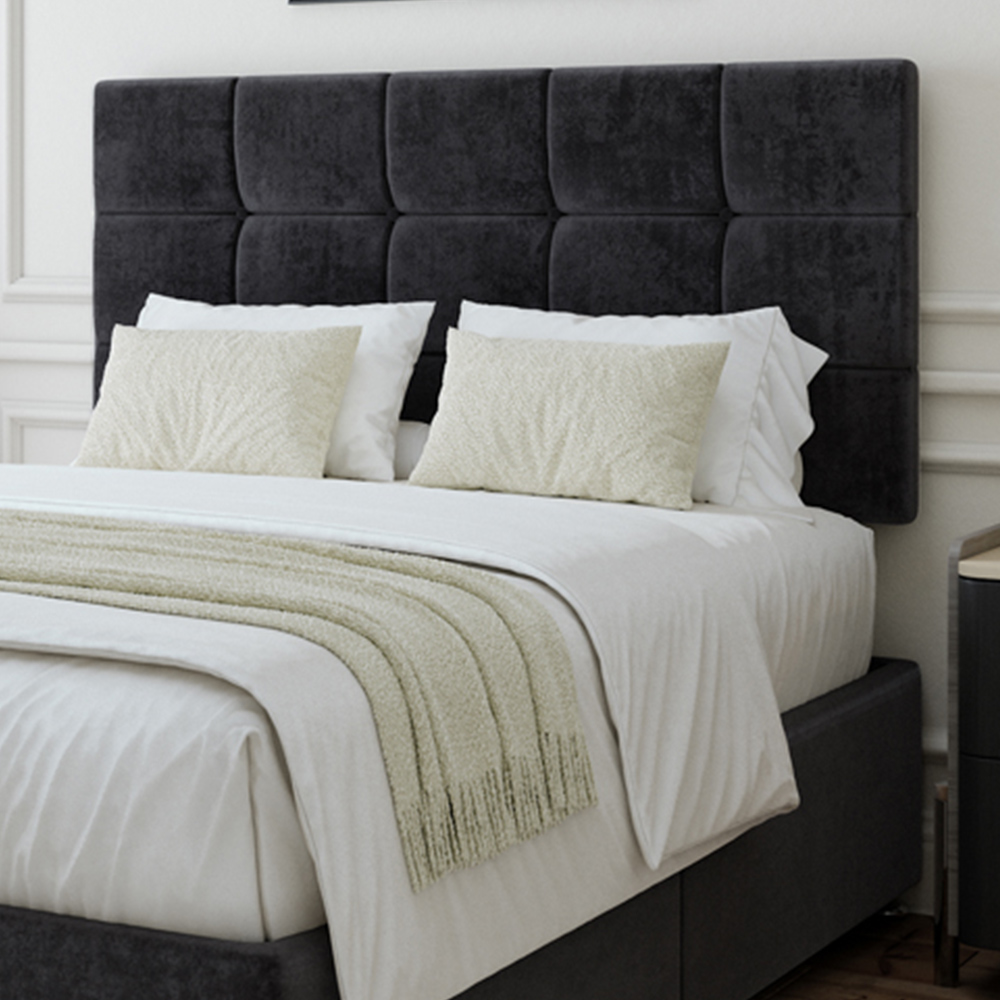 Bedmaster Double Black Naples Velvet Divan Base with Pearl Headboard Image 2