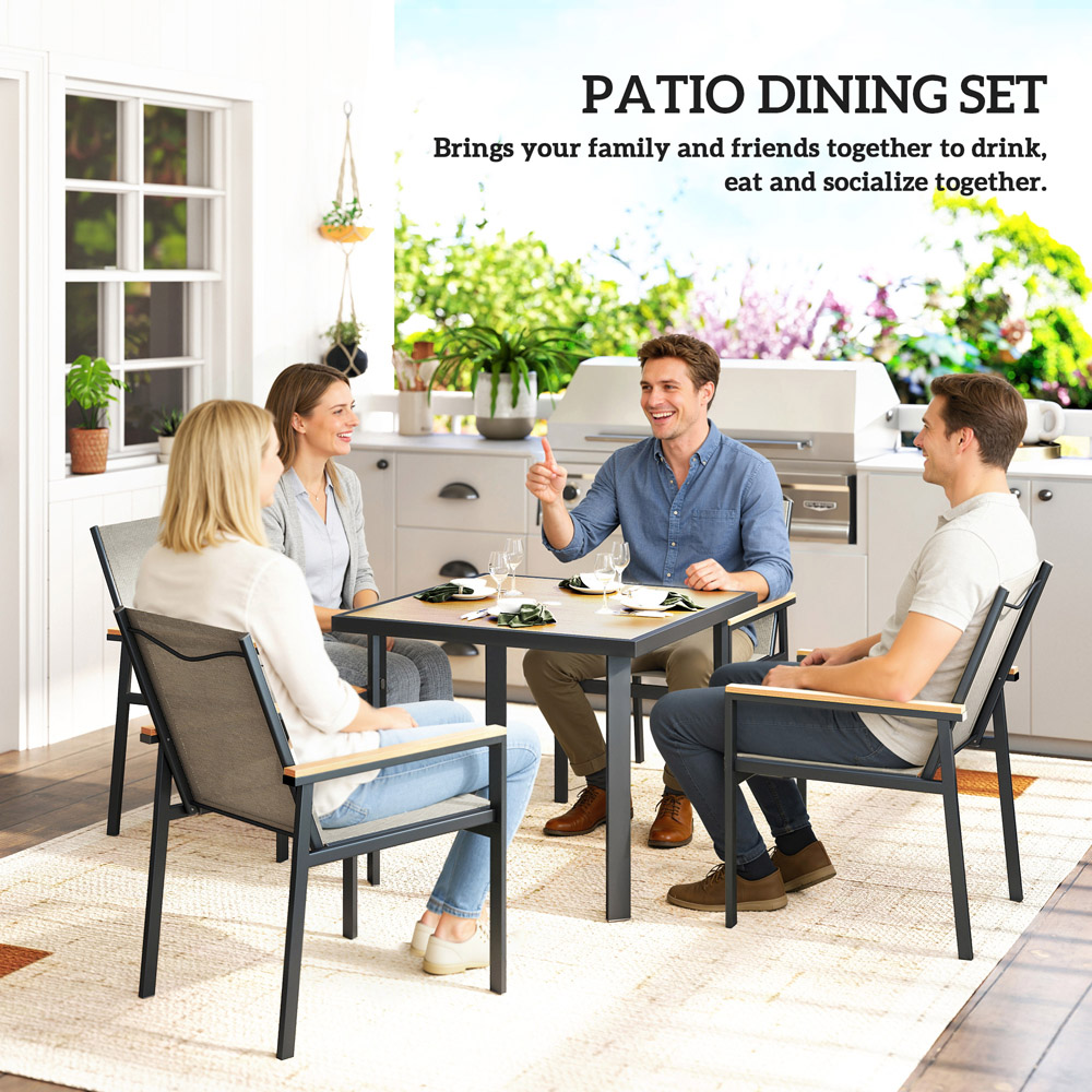 Outsunny 4 Seater Khaki Garden Dining Set Image 6