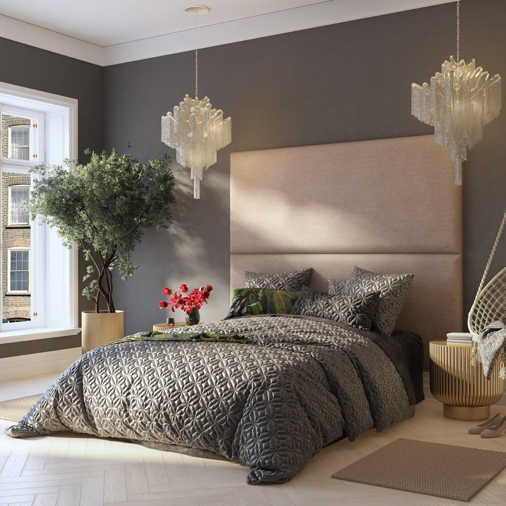 Aspire Furniture Llewelyn-Bowen Luxury Natural Saxon Twill Wall Mounted Headboard 90cm Image 8