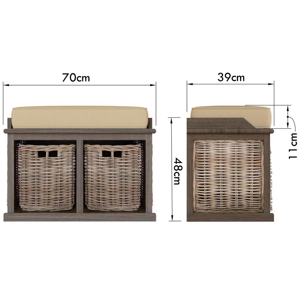 FWStyle Maya 2 Seater Kubu Rattan Handmade Bench with Storage Basket Image 7