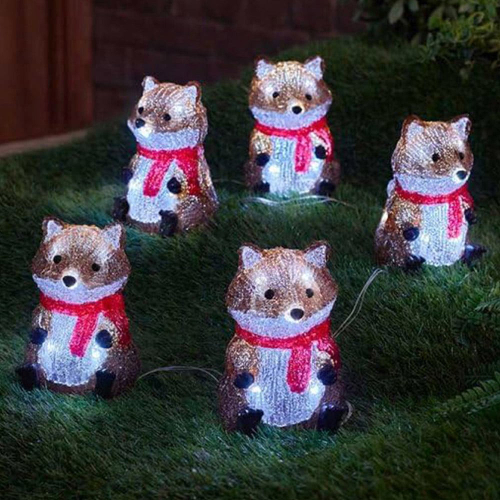 Marco Paul White LED Pre Lit Ice Foxes Outdoor Christmas Decoration 5 Pack Image 2